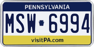 PA license plate MSW6994