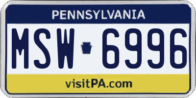 PA license plate MSW6996
