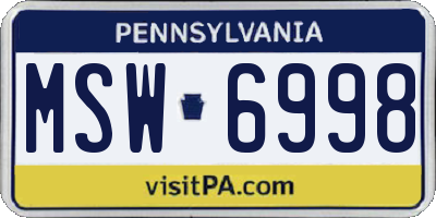 PA license plate MSW6998
