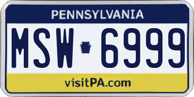 PA license plate MSW6999