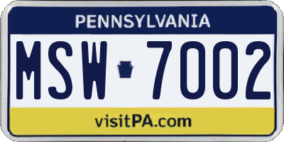 PA license plate MSW7002