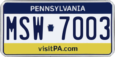 PA license plate MSW7003