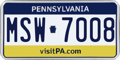 PA license plate MSW7008