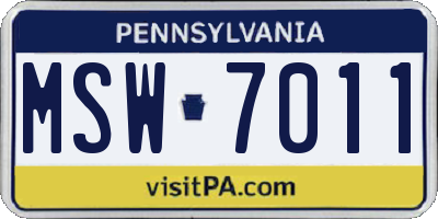 PA license plate MSW7011