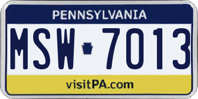 PA license plate MSW7013