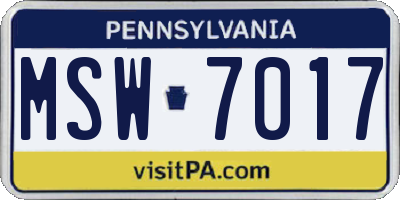 PA license plate MSW7017