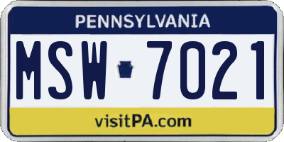 PA license plate MSW7021