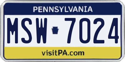 PA license plate MSW7024