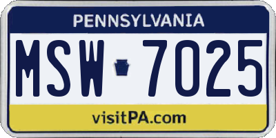 PA license plate MSW7025