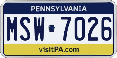 PA license plate MSW7026
