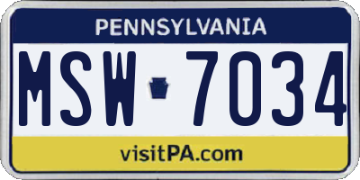PA license plate MSW7034