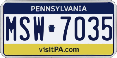 PA license plate MSW7035