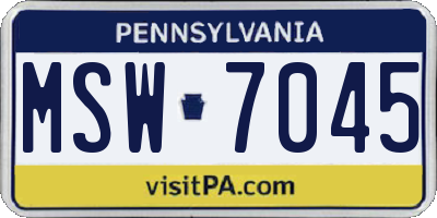 PA license plate MSW7045