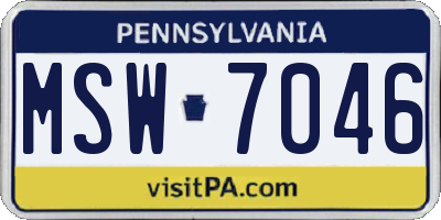 PA license plate MSW7046