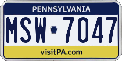 PA license plate MSW7047