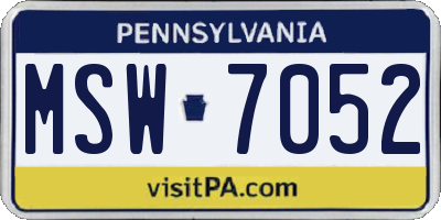 PA license plate MSW7052