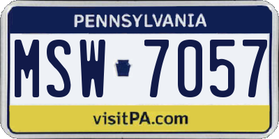 PA license plate MSW7057
