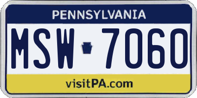 PA license plate MSW7060