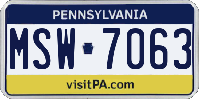 PA license plate MSW7063