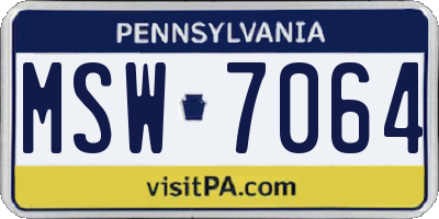 PA license plate MSW7064