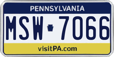 PA license plate MSW7066