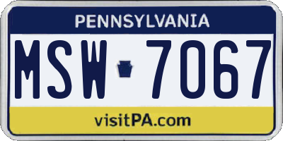 PA license plate MSW7067