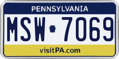 PA license plate MSW7069