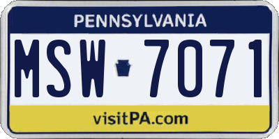 PA license plate MSW7071
