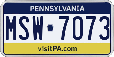 PA license plate MSW7073