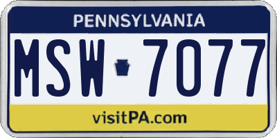 PA license plate MSW7077