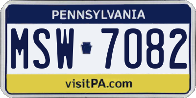 PA license plate MSW7082
