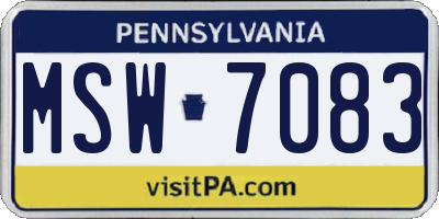 PA license plate MSW7083