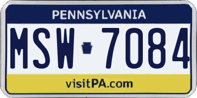 PA license plate MSW7084