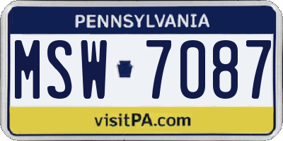 PA license plate MSW7087