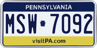 PA license plate MSW7092