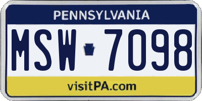 PA license plate MSW7098