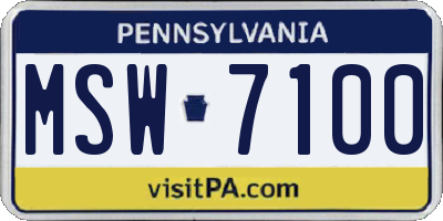 PA license plate MSW7100