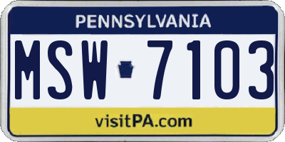 PA license plate MSW7103