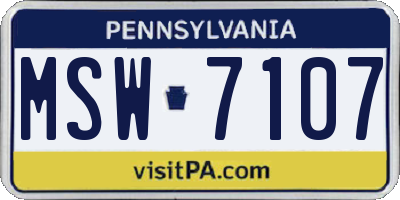 PA license plate MSW7107