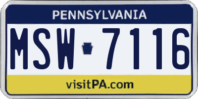 PA license plate MSW7116