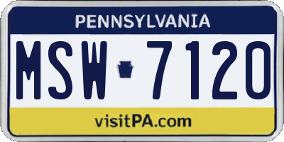 PA license plate MSW7120