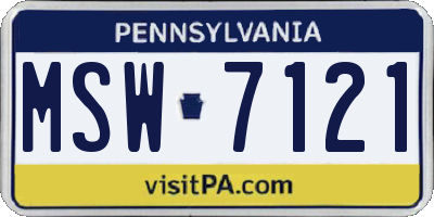 PA license plate MSW7121