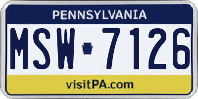 PA license plate MSW7126