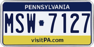 PA license plate MSW7127