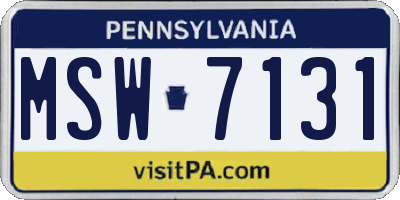PA license plate MSW7131