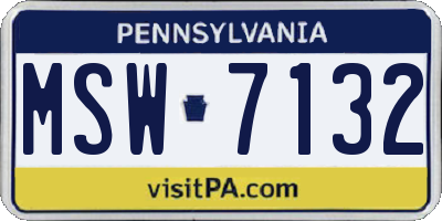 PA license plate MSW7132