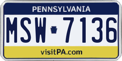 PA license plate MSW7136