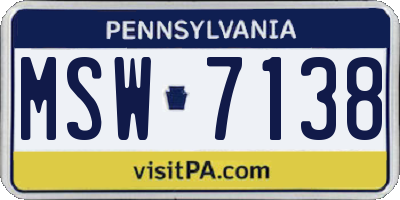 PA license plate MSW7138