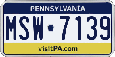 PA license plate MSW7139