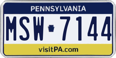 PA license plate MSW7144